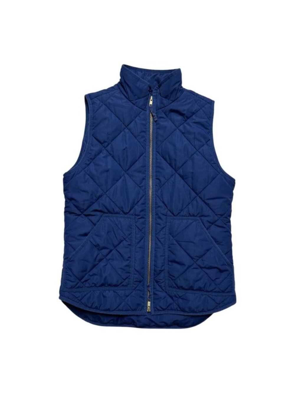 J.Crew Navy Quilted Puffer Vest Women’s XS Full Zip Pockets Lightweight
